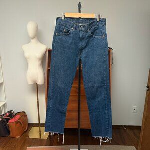 Vintage Levi's 505 Orange Tab Dark Wash Raw Hem Straight Leg Jeans 31 X 30
